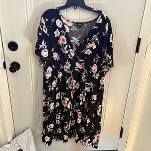 Torrid Black Floral Midi Dress
